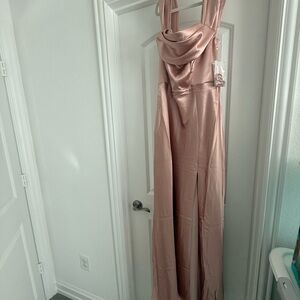 BRAND NEW Birdy grey roe gold shiny satin bridesmaid dress